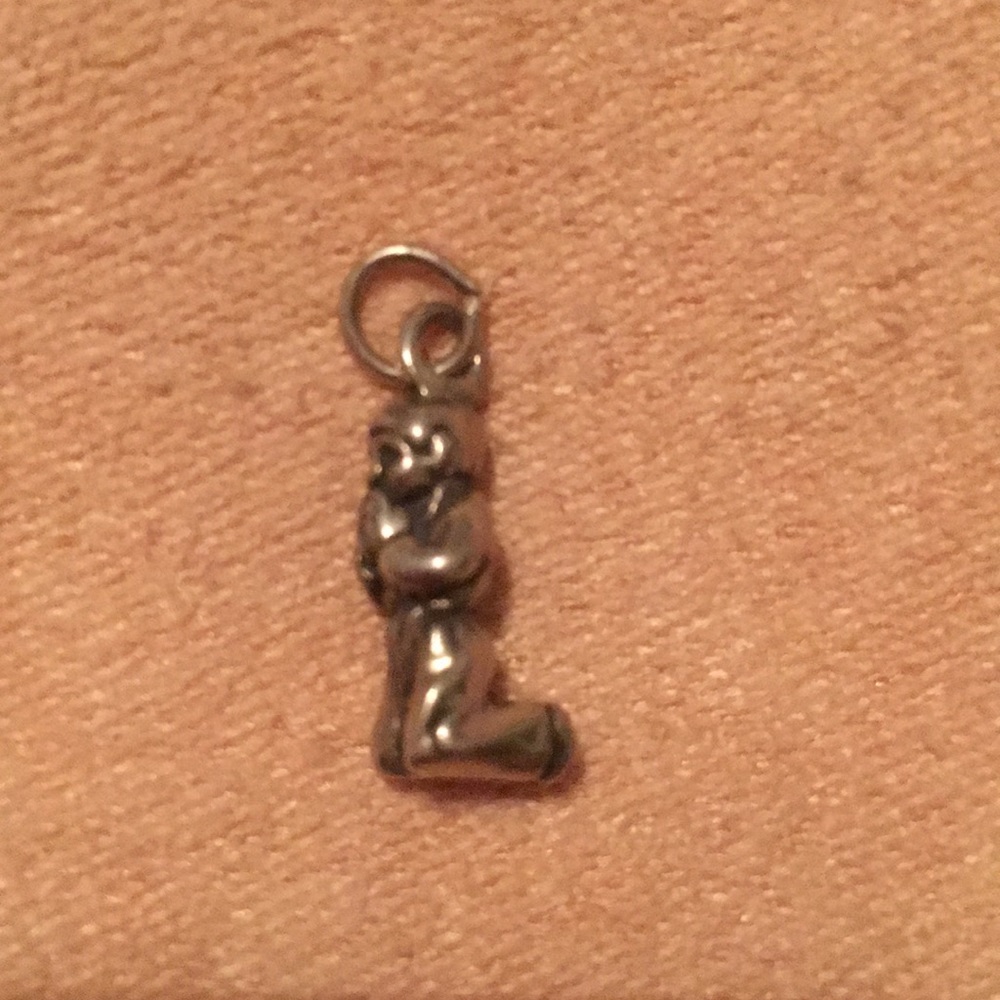 Praying Boy Child Solid Sterling Silver Charm 925… - image 1